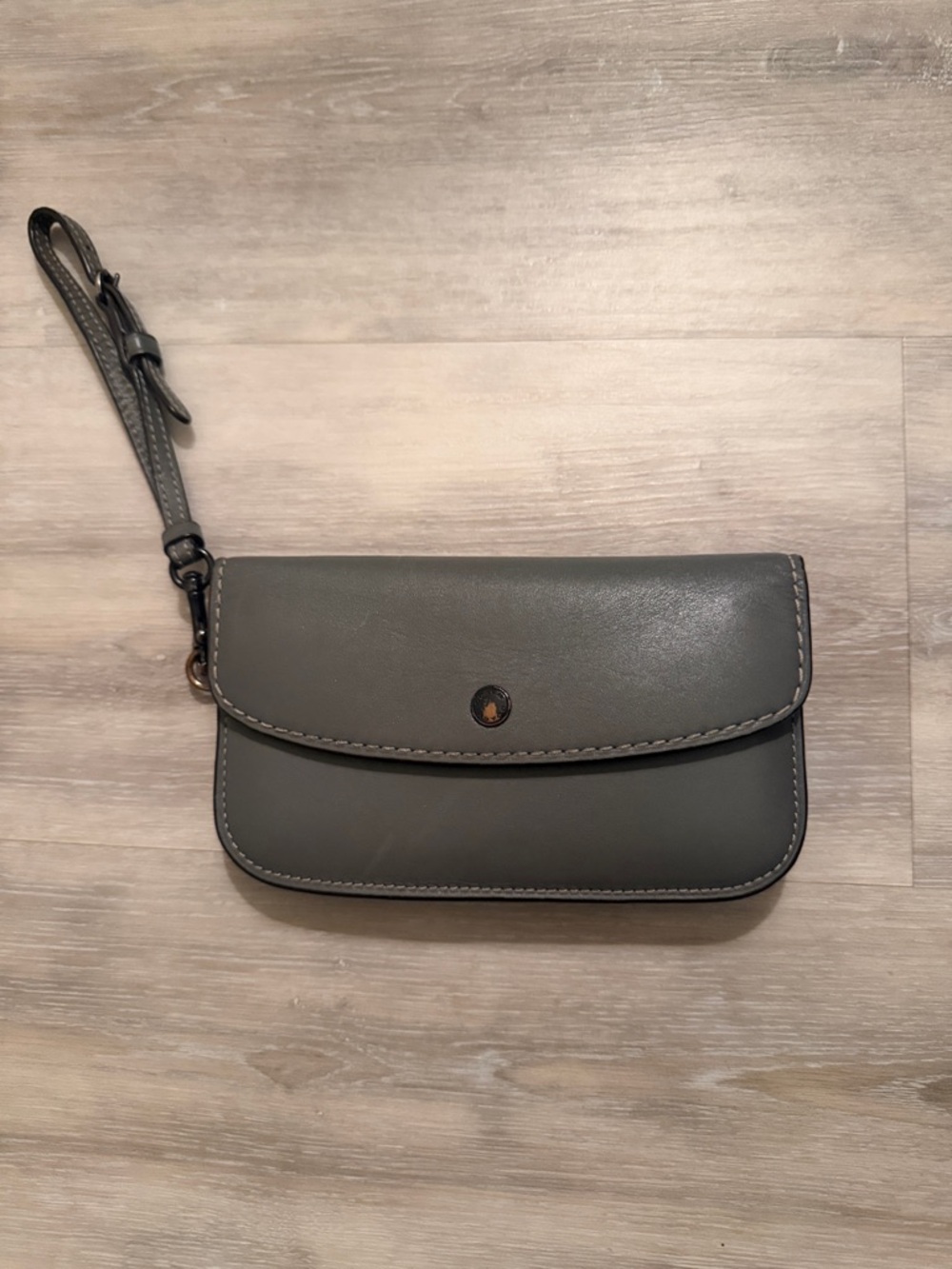 Coach Gray Leather Wristlet Clutch